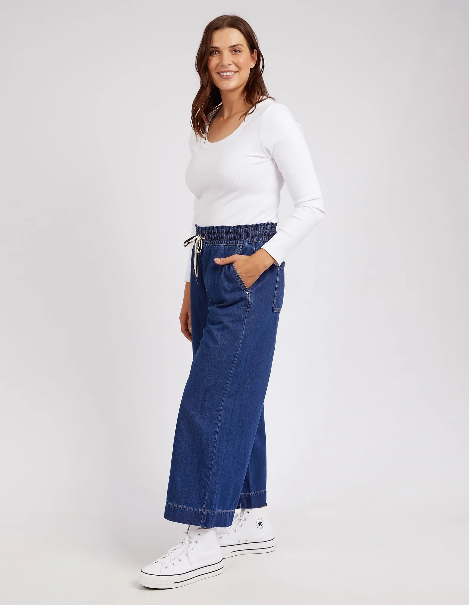 GRETA WIDE LEG PANT || DARK BLUE