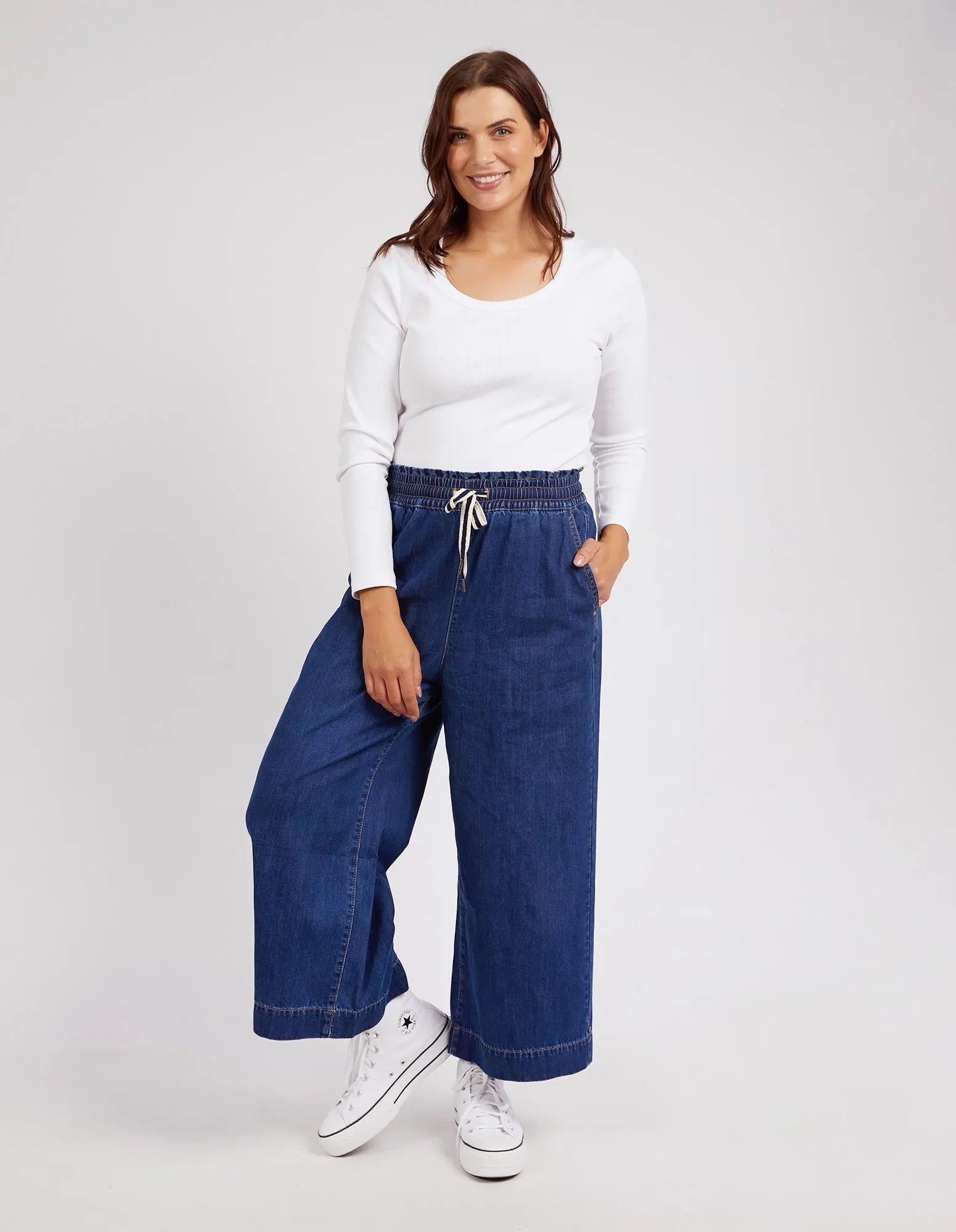 GRETA WIDE LEG PANT || DARK BLUE