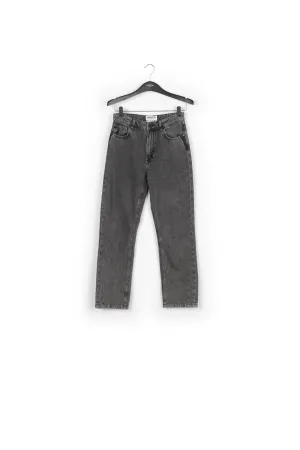 Grey cropped high-rise jeans
