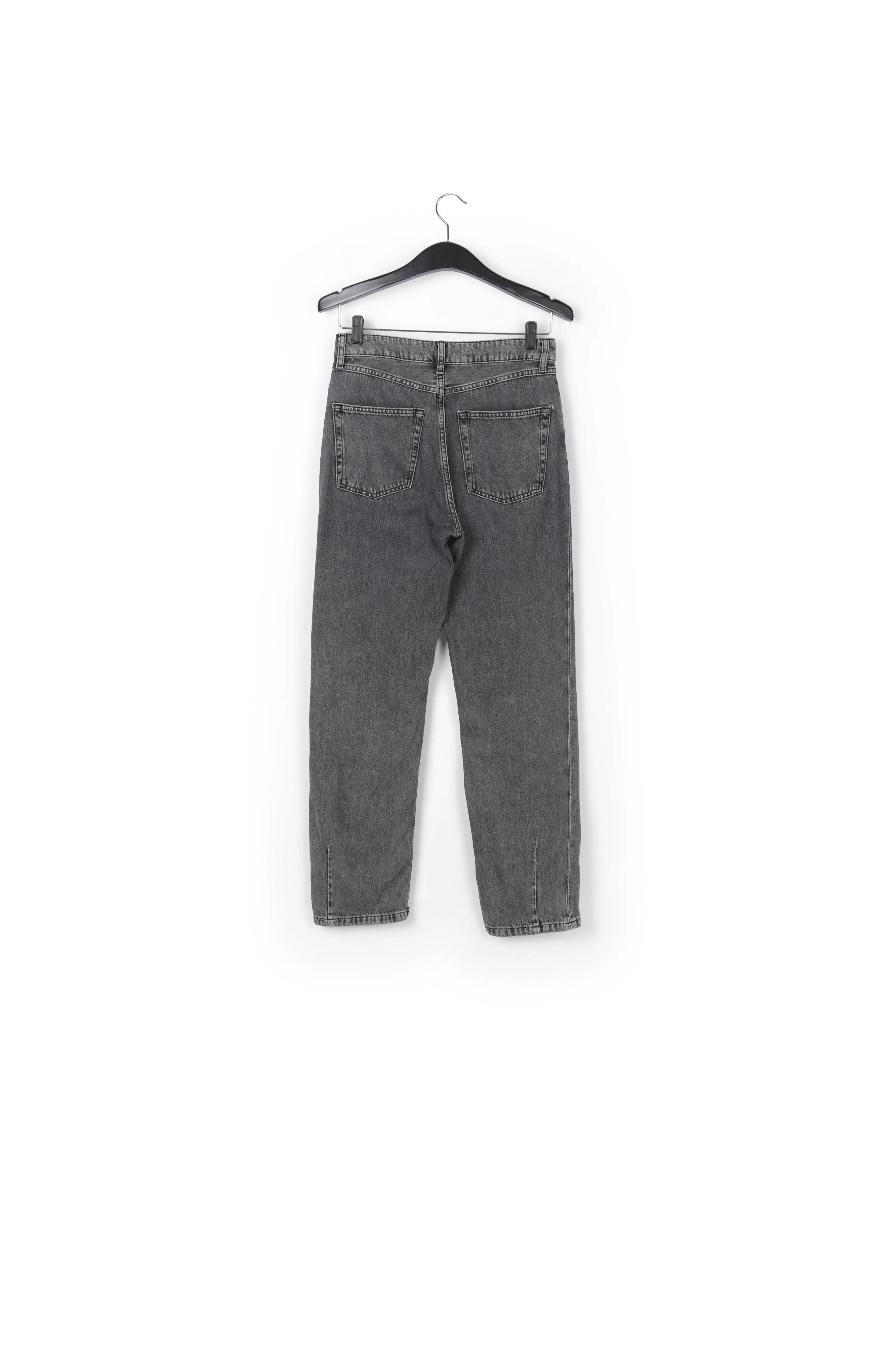 Grey cropped high-rise jeans