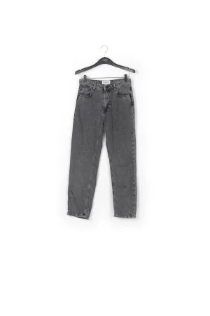 Grey cropped high-rise jeans