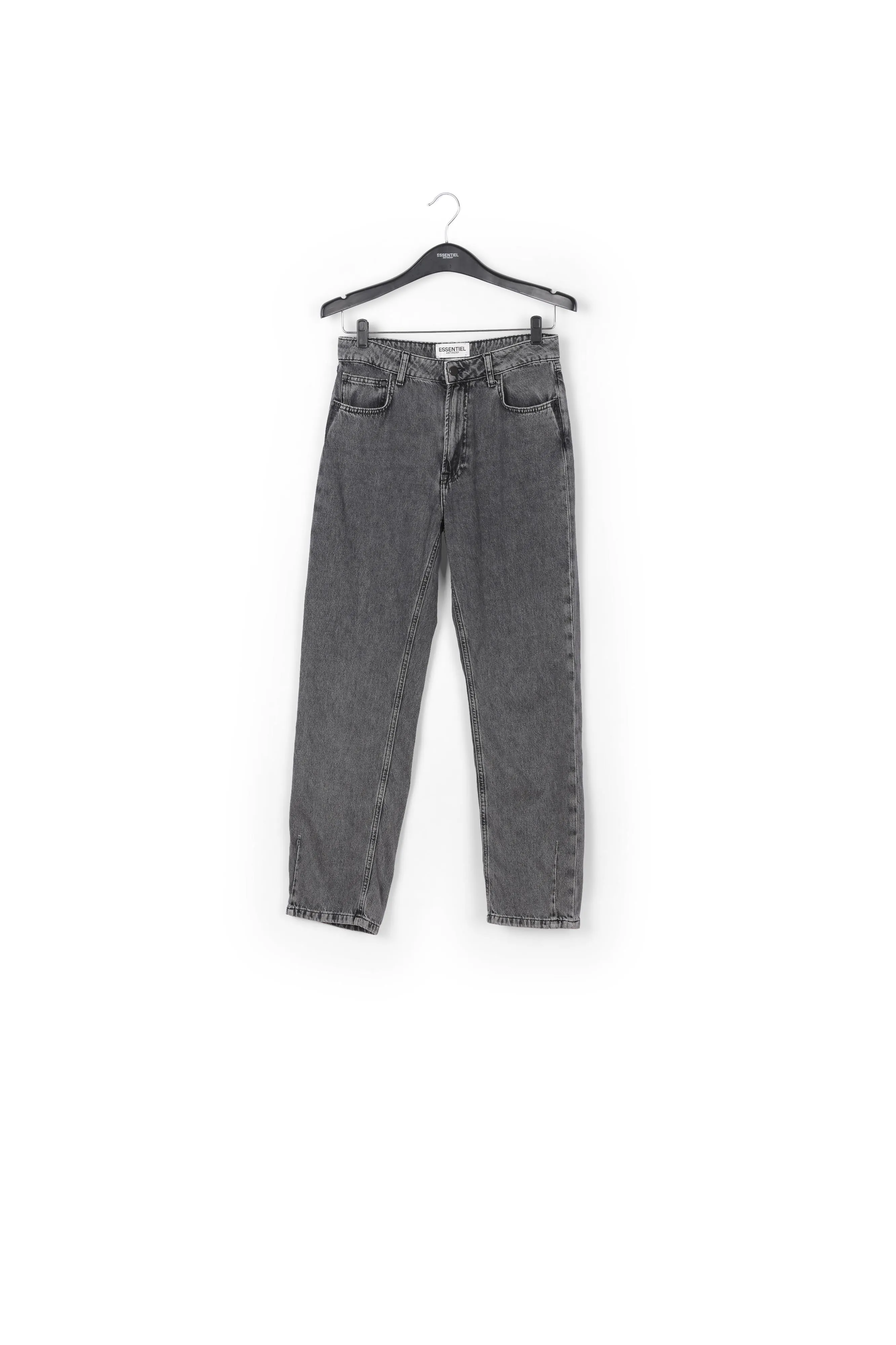 Grey cropped high-rise jeans