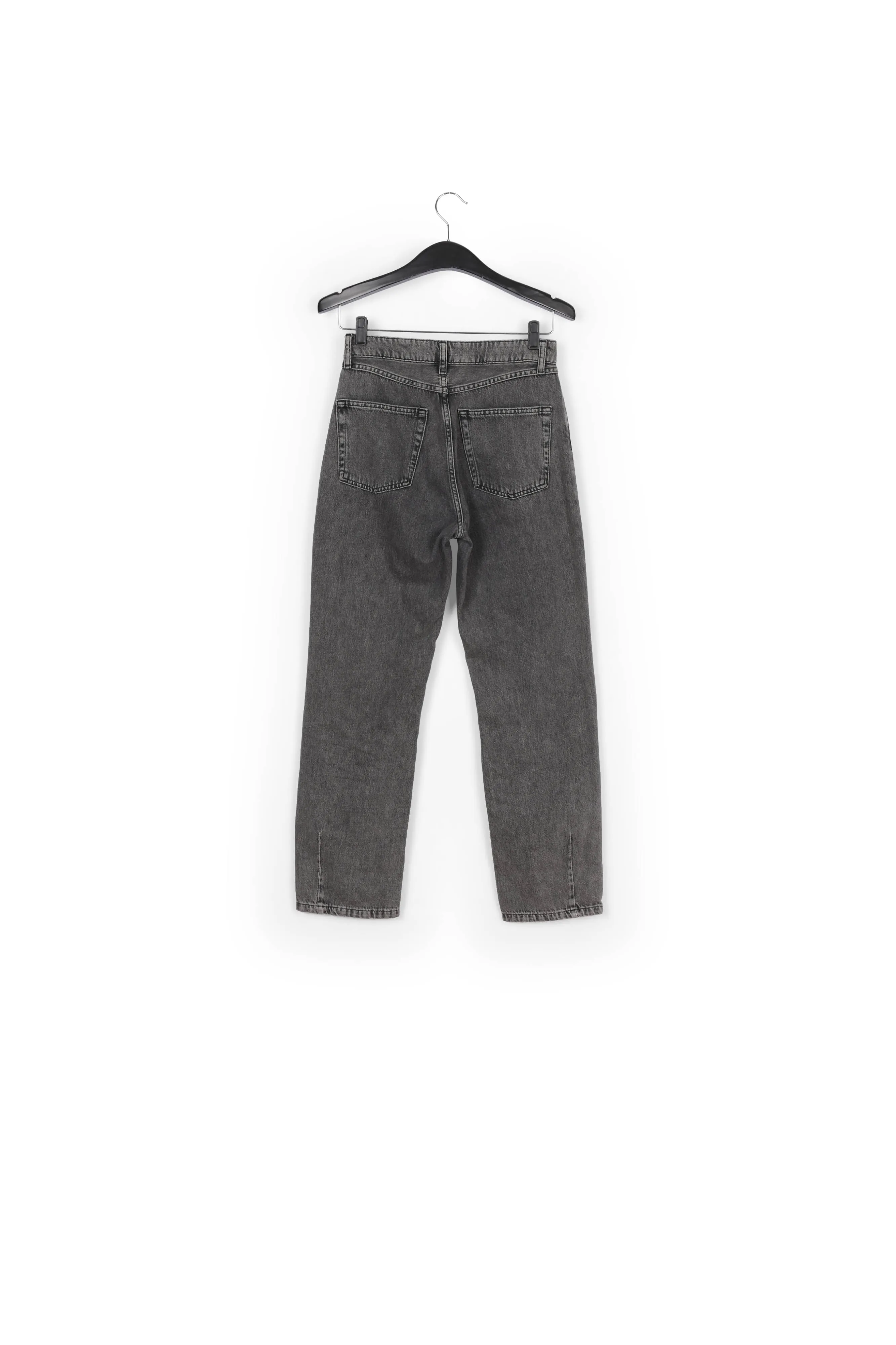 Grey cropped high-rise jeans