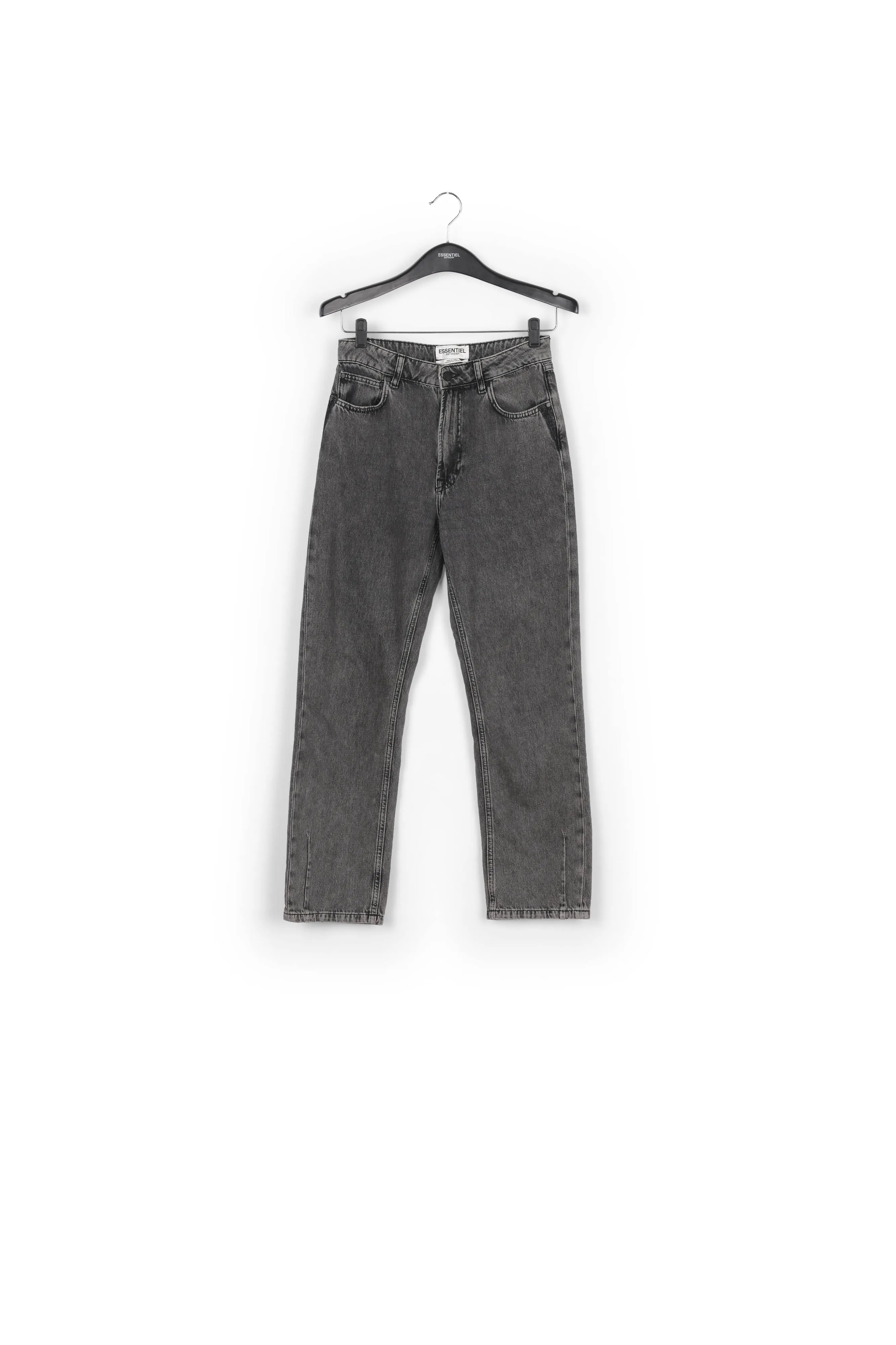 Grey cropped high-rise jeans