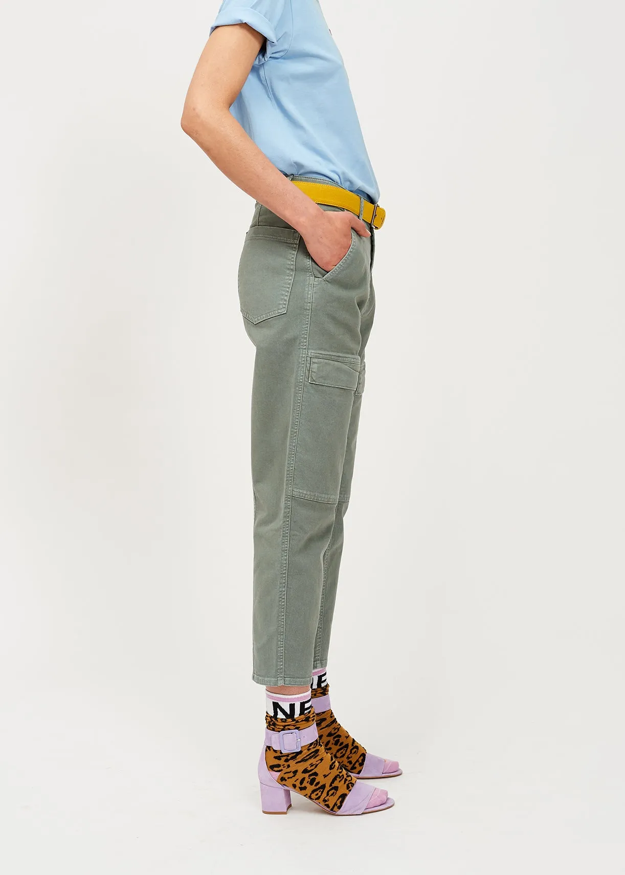 Grey cropped straight-leg jeans