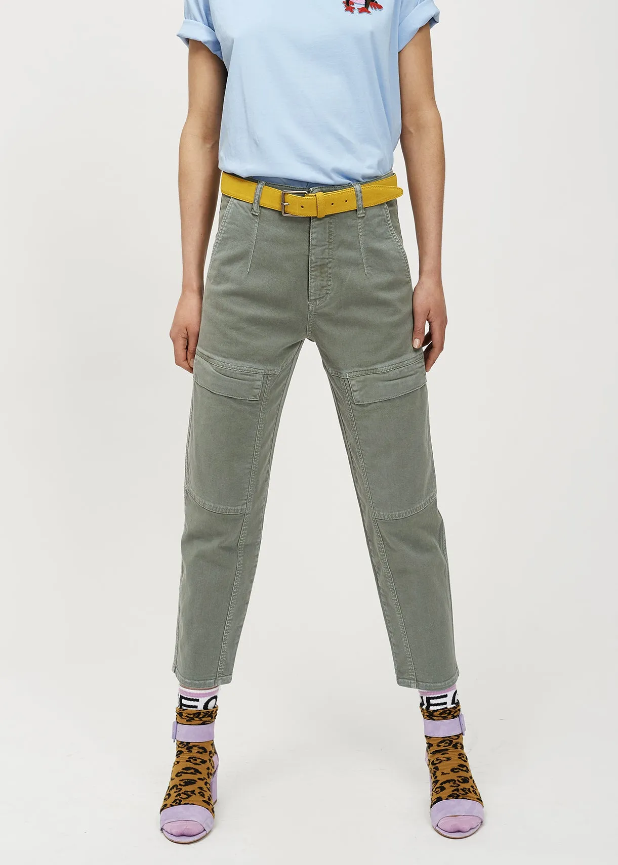 Grey cropped straight-leg jeans