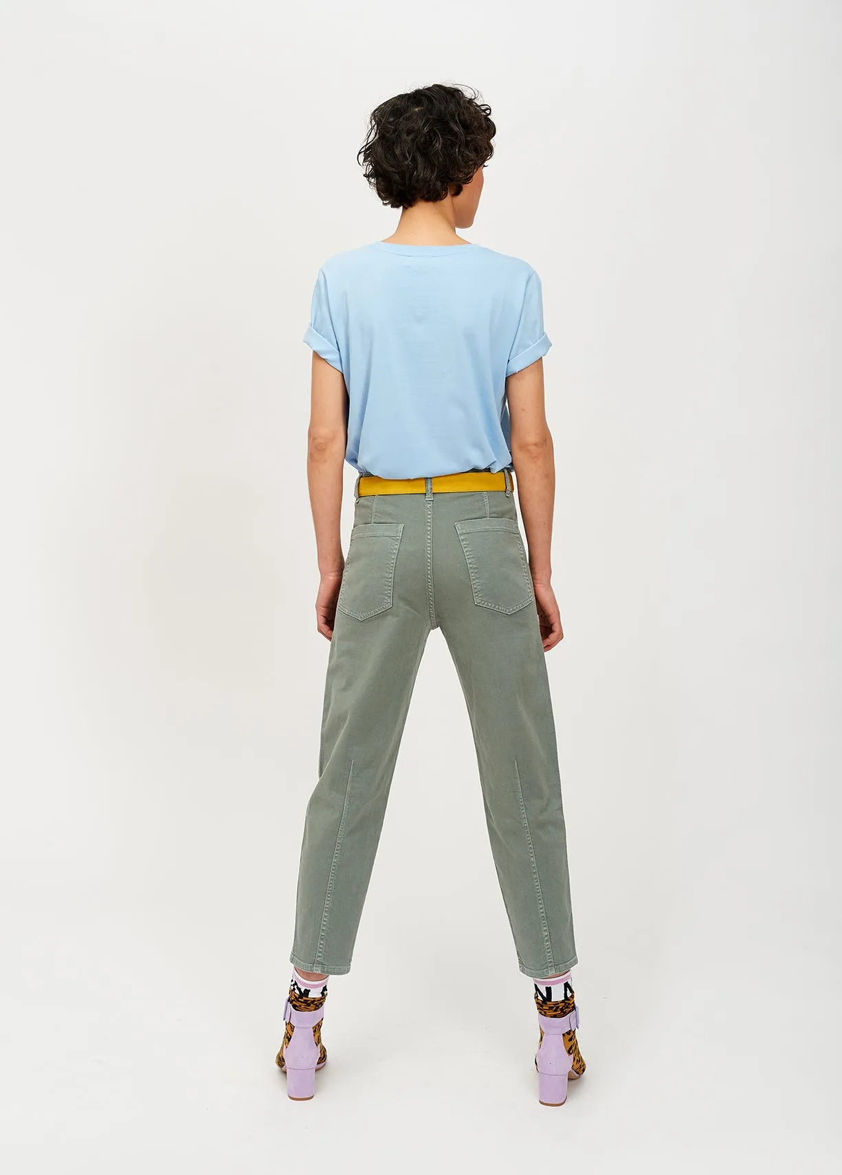 Grey cropped straight-leg jeans