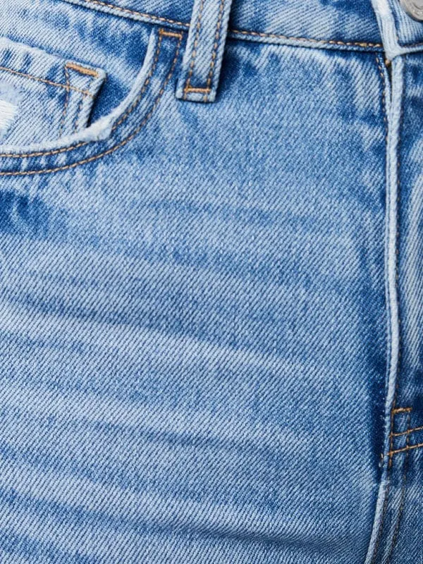 GYPSY GIRL - Washed Ripped Wide Leg Jeans