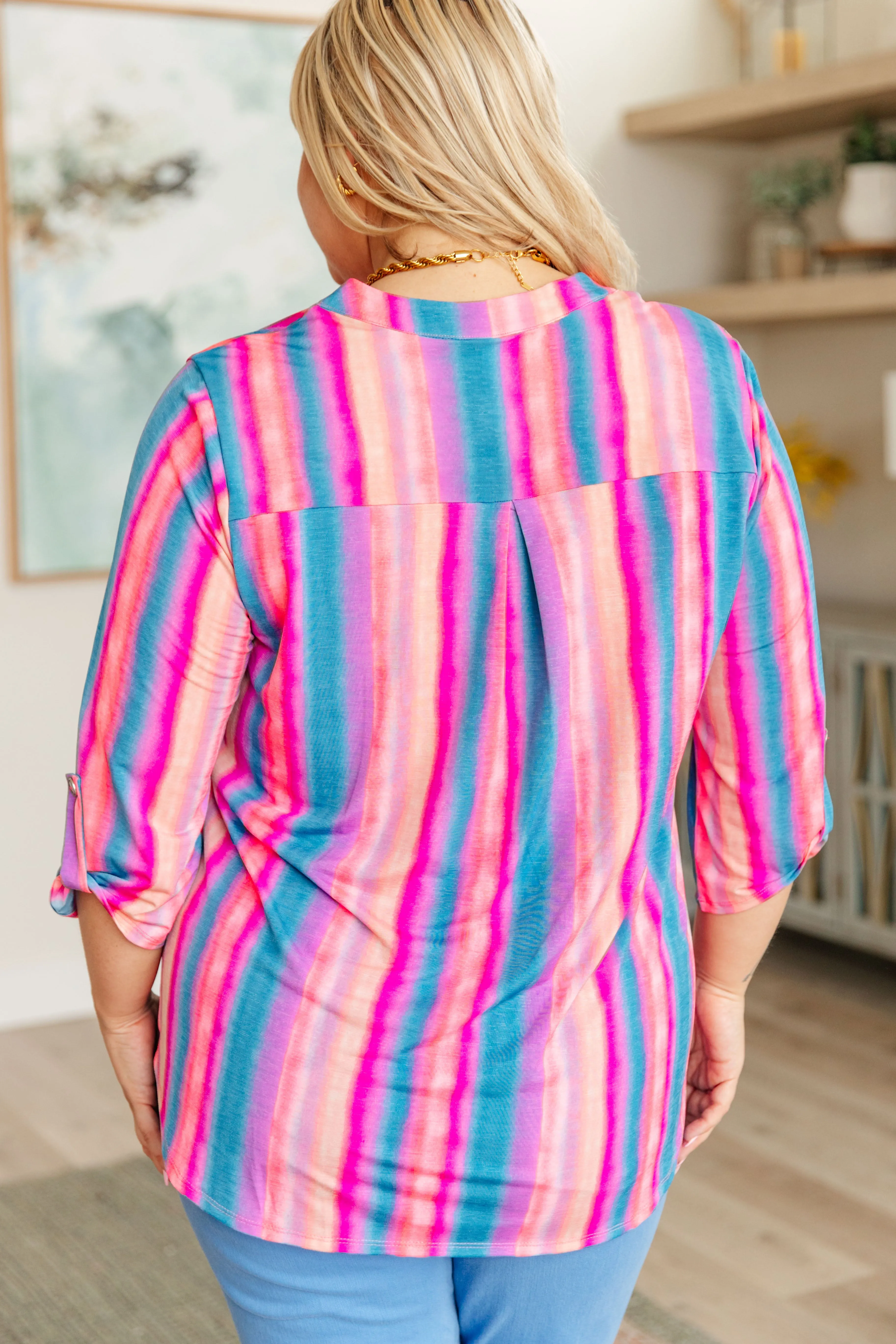 Hazel Blues® |  Lizzy Top in Blue and Pink Stripe