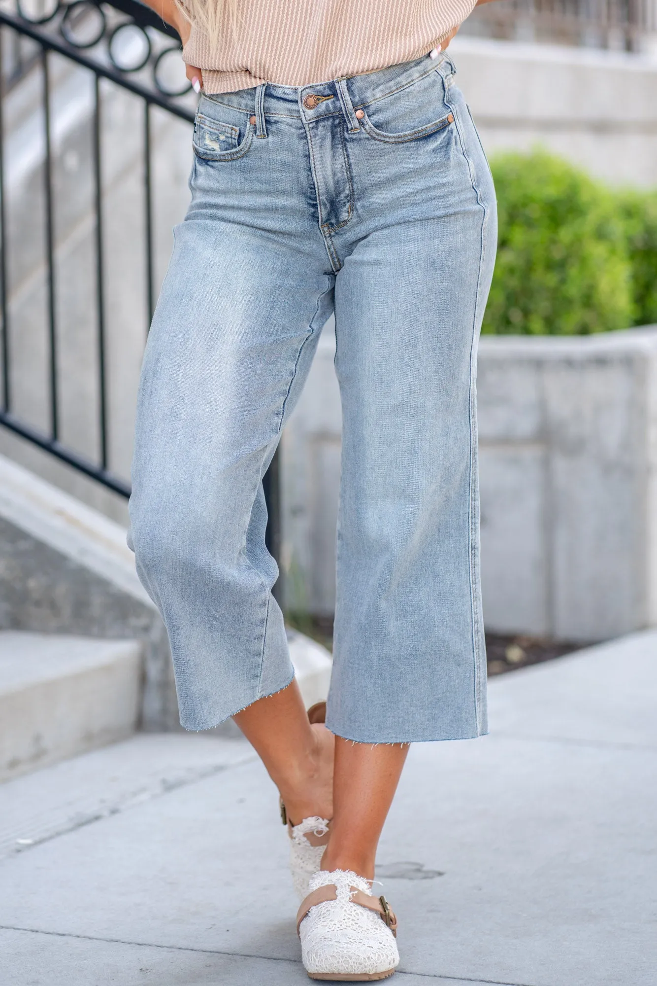 Heather Mid Rise Tummy Control Top Wide Leg