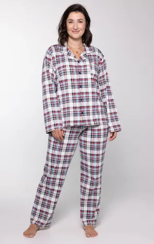 Hibernation Plaid Button-Front Pajamas