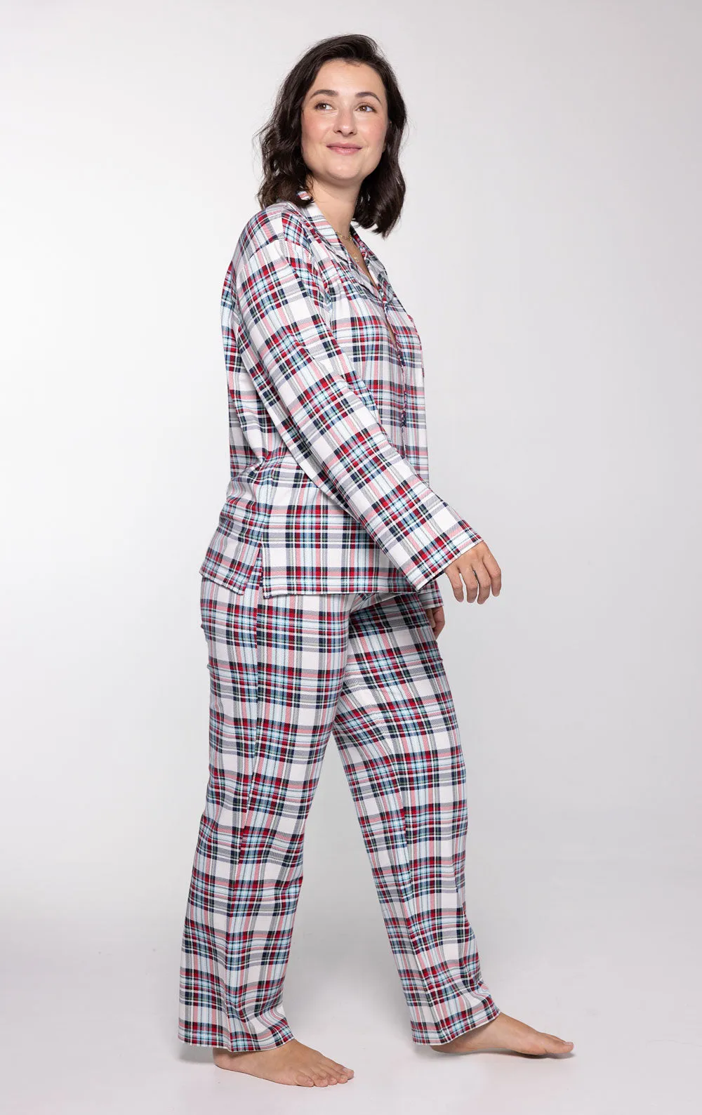 Hibernation Plaid Button-Front Pajamas