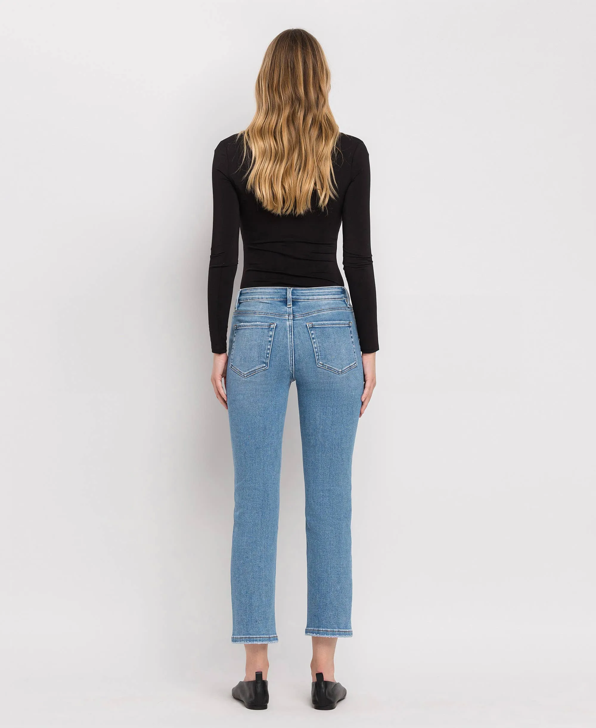 High Rise Crop Slim Straight Jeans