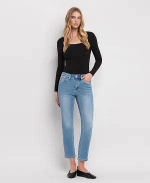 High Rise Crop Slim Straight Jeans