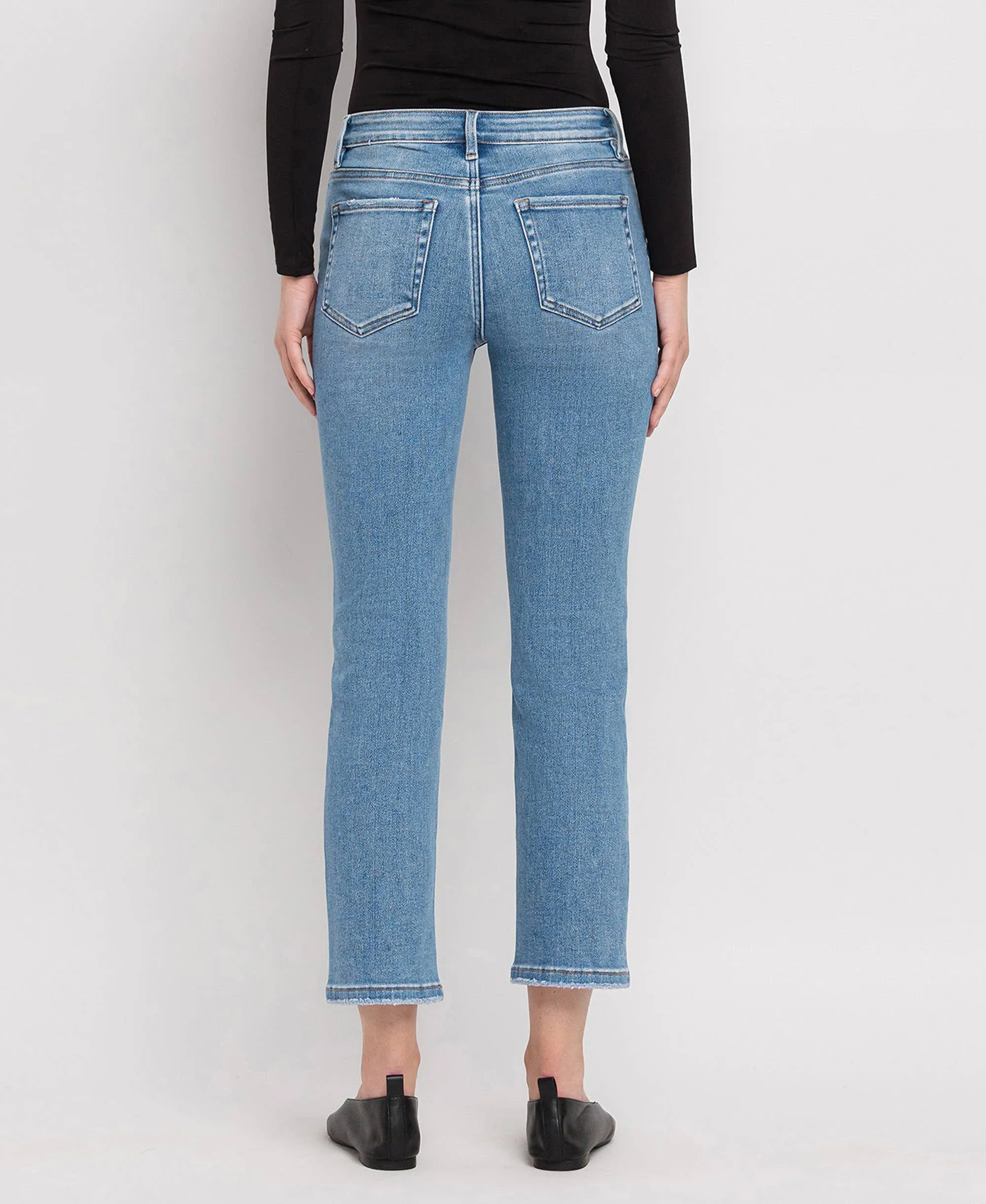 High Rise Crop Slim Straight Jeans
