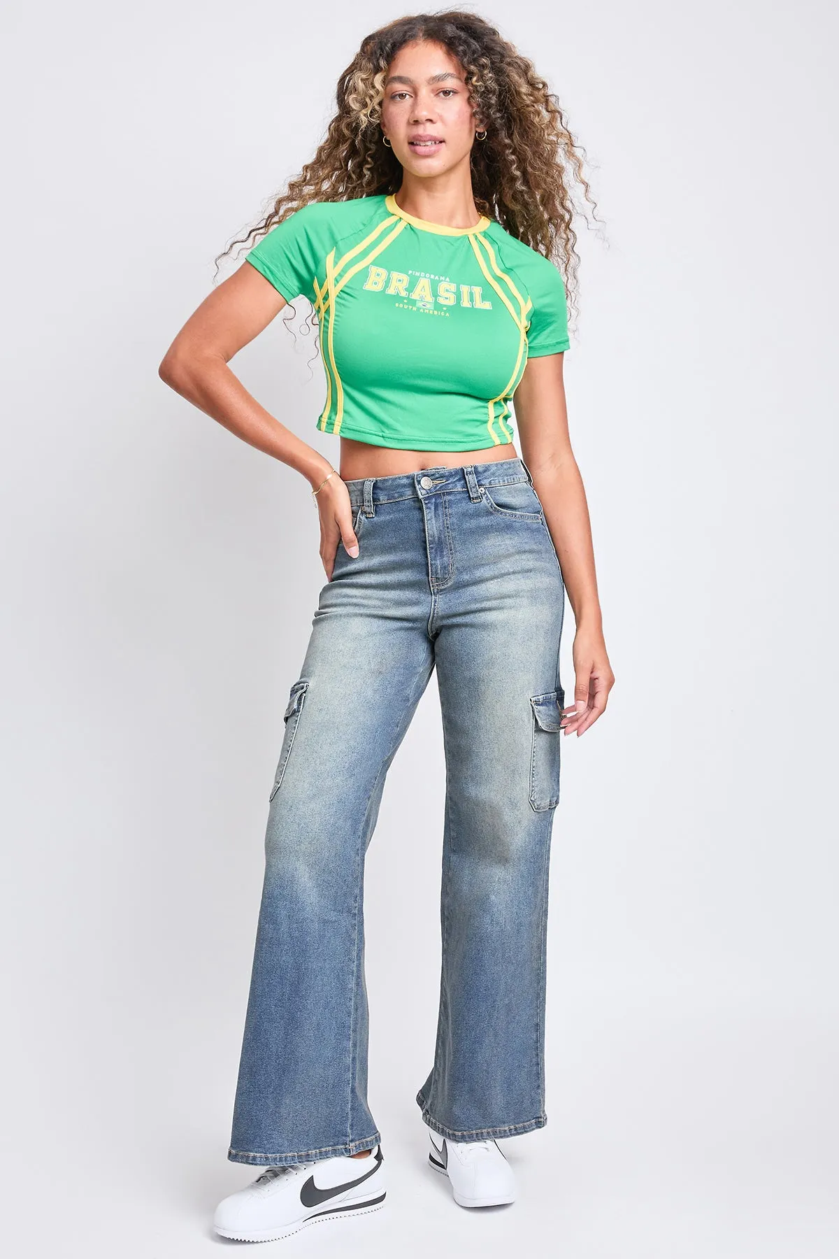 High Rise Wide Leg Skater Cargo Jeans, Pack of 12