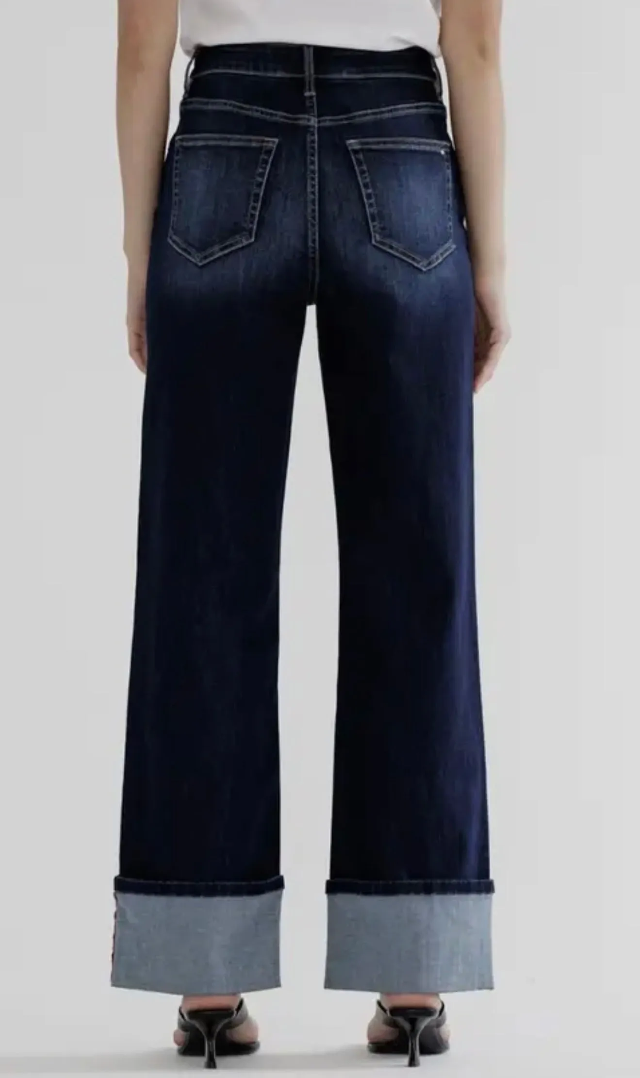 High Rise Wide Leg With Cuff Hem