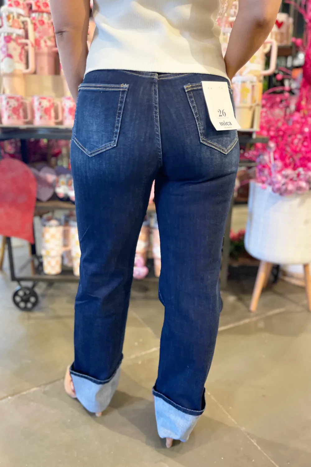 High Rise Wide Leg With Cuff Hem