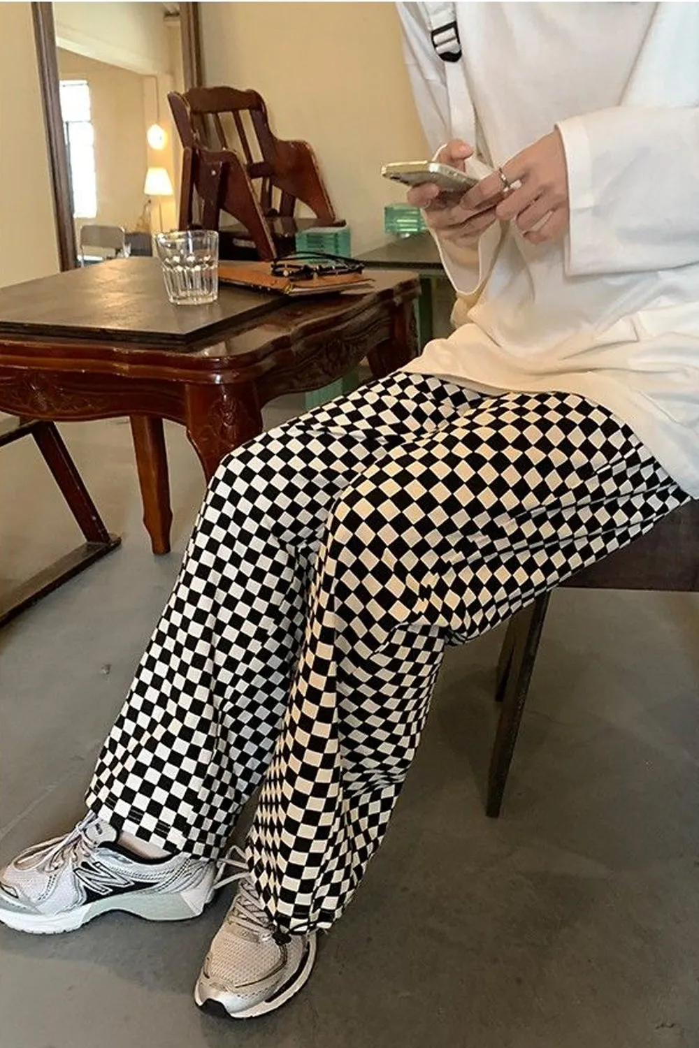 High Waist Plaid Colors Jogging Pants