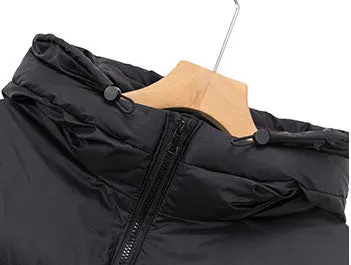 Hooded Water-resistant Puffer Jacket with Patchwork for Women