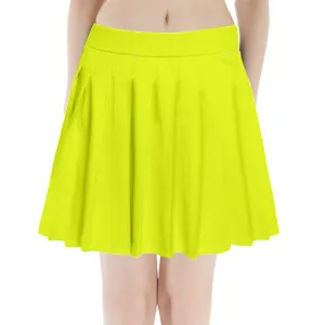 Hot Yellow Pleated Mini Skirt