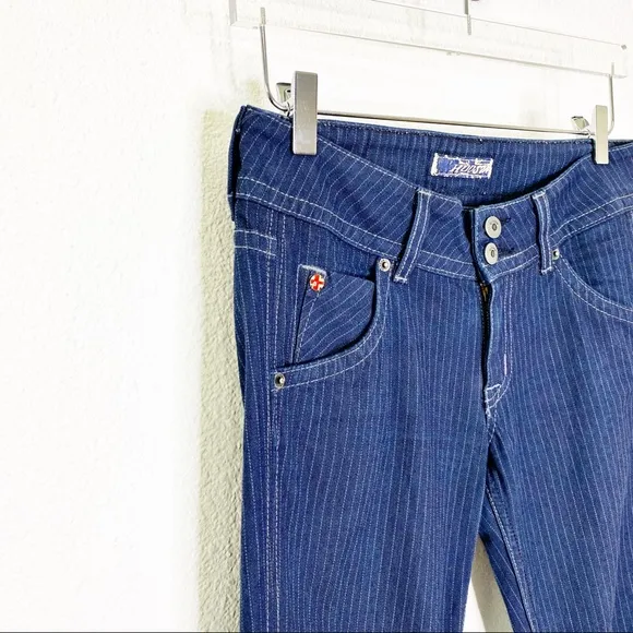 Hudson Pinstripe Mid Rose Wide Leg Jeans