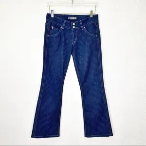 Hudson Pinstripe Mid Rose Wide Leg Jeans
