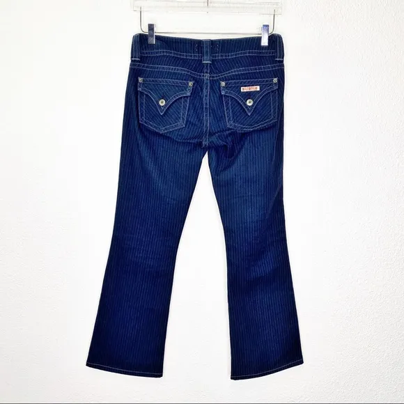Hudson Pinstripe Mid Rose Wide Leg Jeans