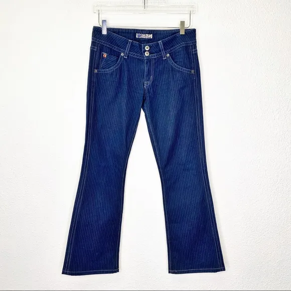 Hudson Pinstripe Mid Rose Wide Leg Jeans