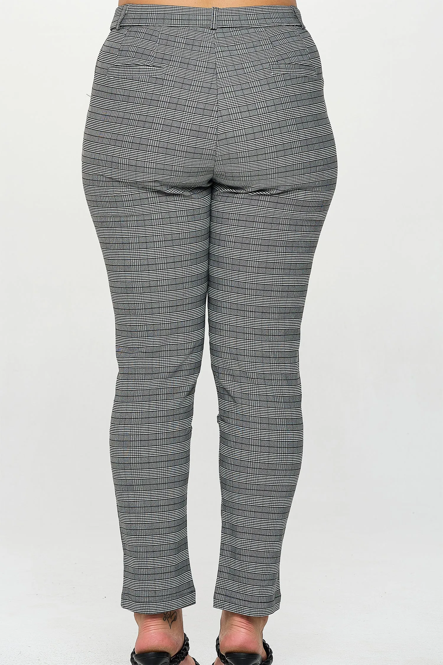 ITP5284-PLUS | Pants | Junior Plus Plaid Pull-On Ponte Pants