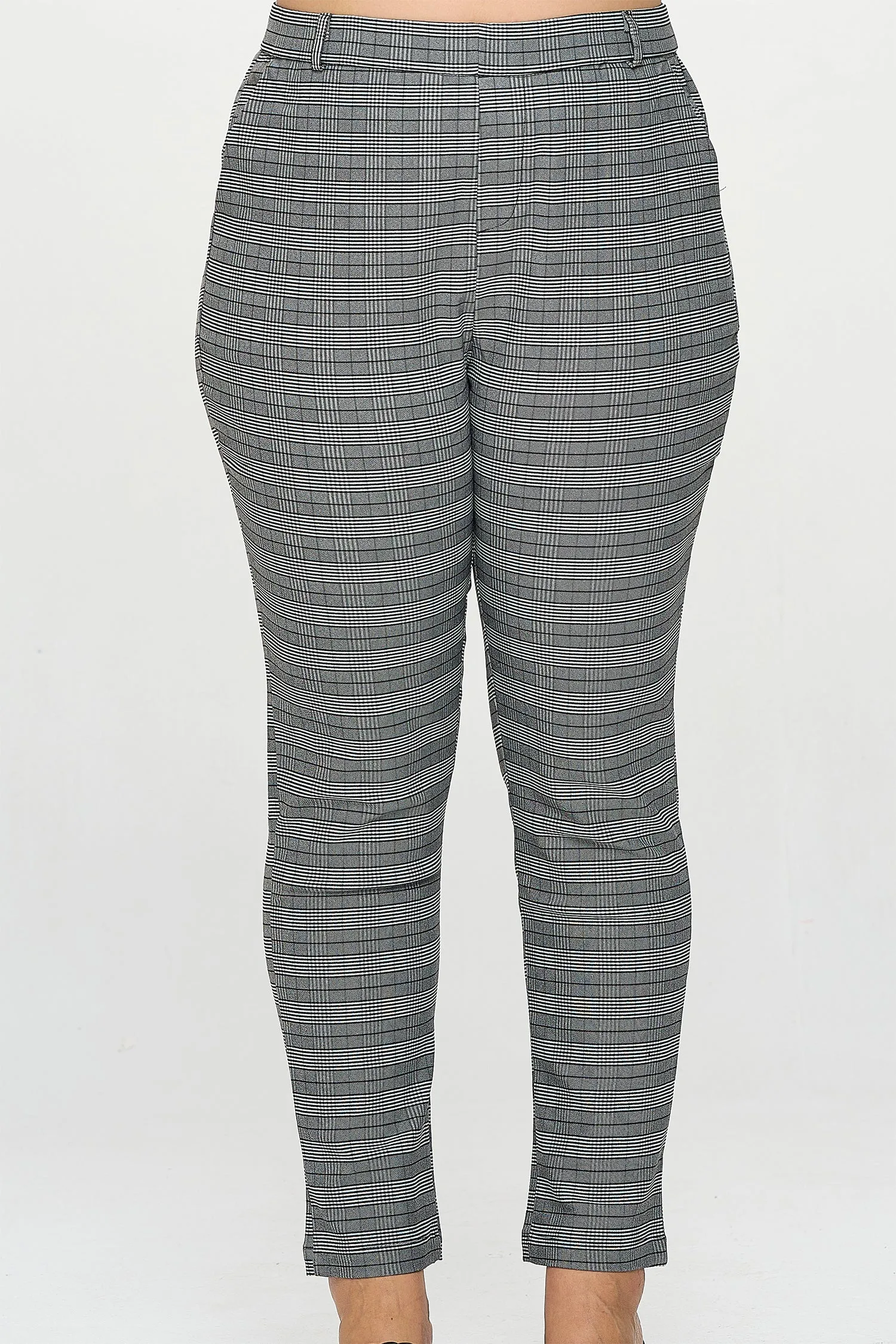 ITP5284-PLUS | Pants | Junior Plus Plaid Pull-On Ponte Pants