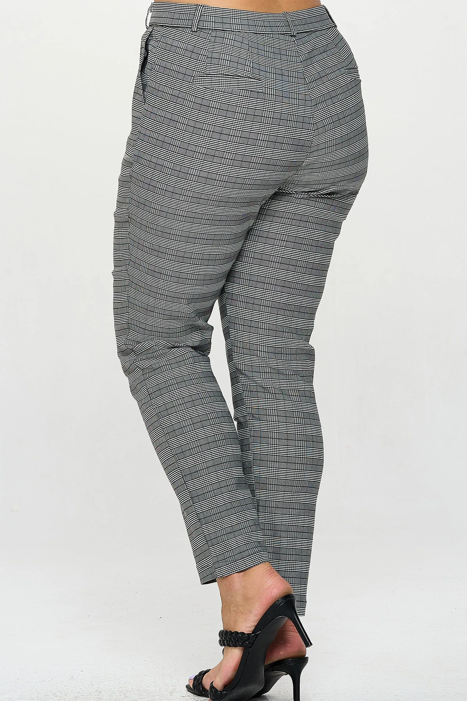 ITP5284-PLUS | Pants | Junior Plus Plaid Pull-On Ponte Pants