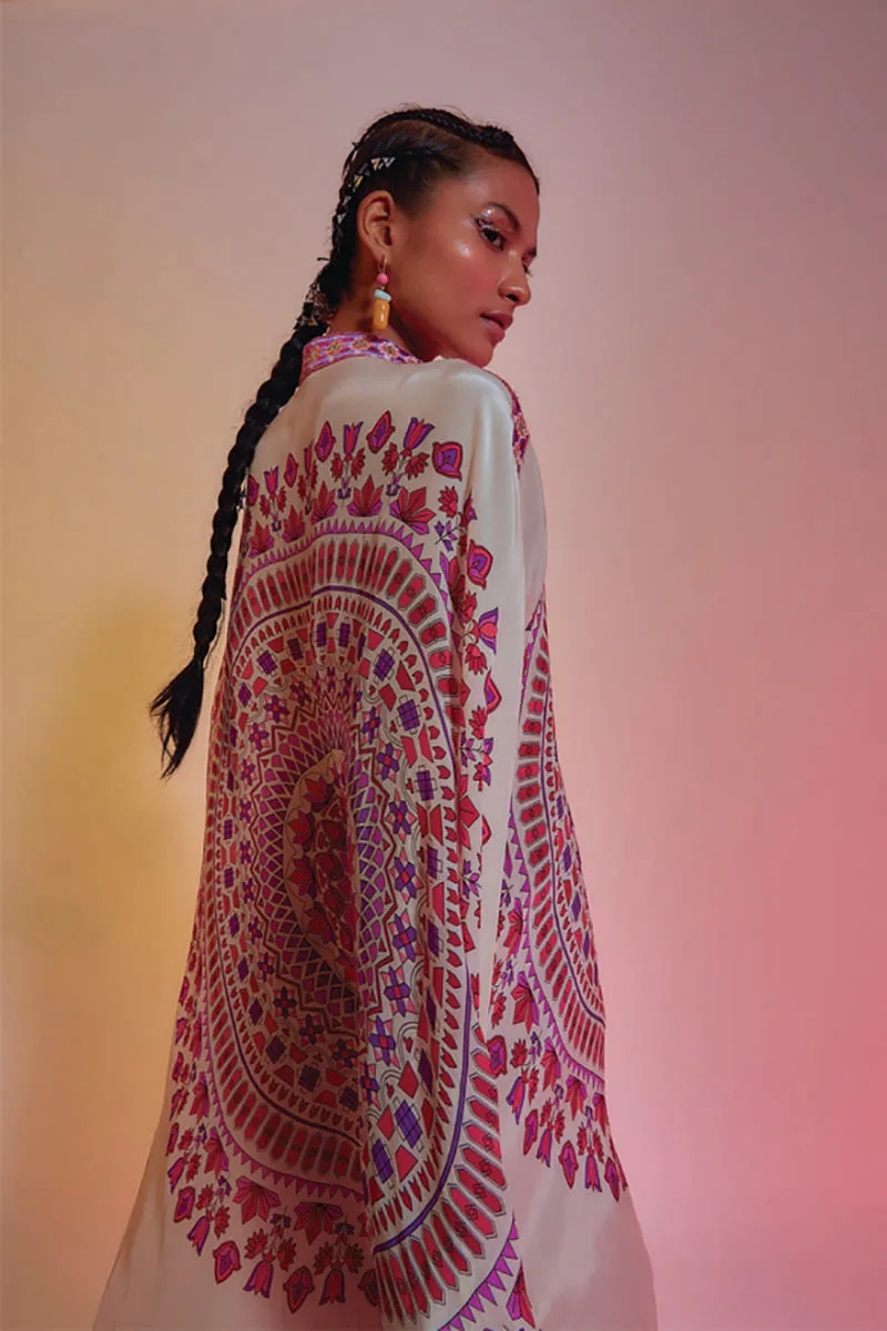 Ivory kaftan with printed pants