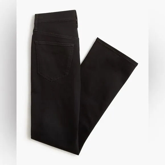 J Crew Factory NWT Flare Crop Black Jeans Size 26T in All Day Stretch