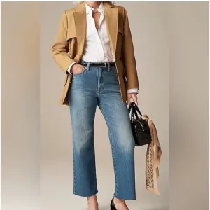 J. Crew - Slim Wide Leg Jeans - size 28. High Rise, Cropped Length