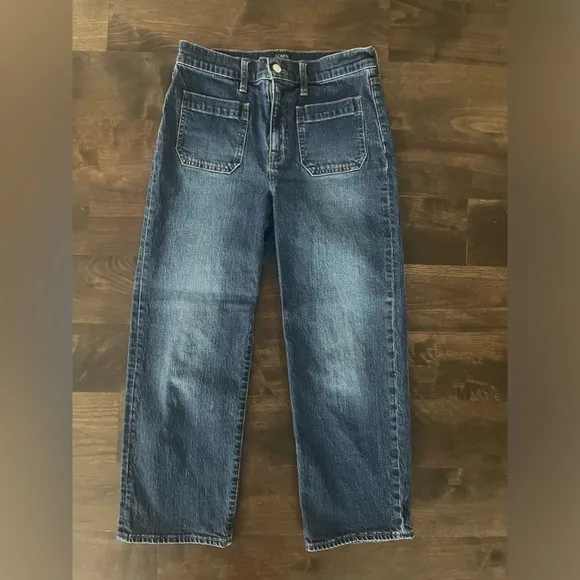 J. Crew - Slim Wide Leg Jeans - size 28. High Rise, Cropped Length