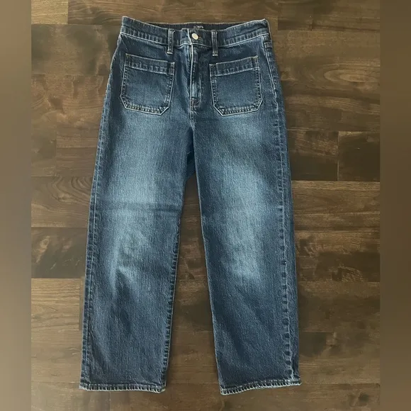 J. Crew - Slim Wide Leg Jeans - size 28. High Rise, Cropped Length