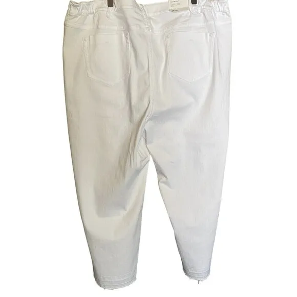 J Jill Denim Jeans White Full Leg Frayed Crops Size 24W Comfort Pockets NEW