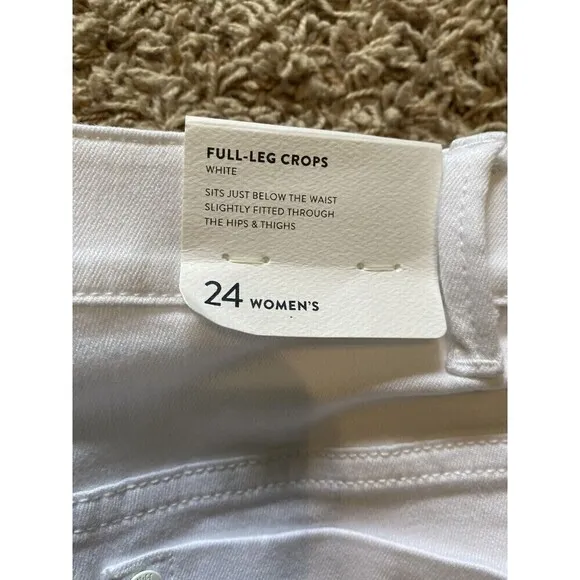 J Jill Denim Jeans White Full Leg Frayed Crops Size 24W Comfort Pockets NEW