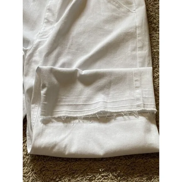 J Jill Denim Jeans White Full Leg Frayed Crops Size 24W Comfort Pockets NEW