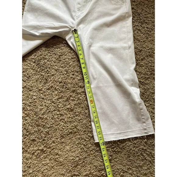 J Jill Denim Jeans White Full Leg Frayed Crops Size 24W Comfort Pockets NEW