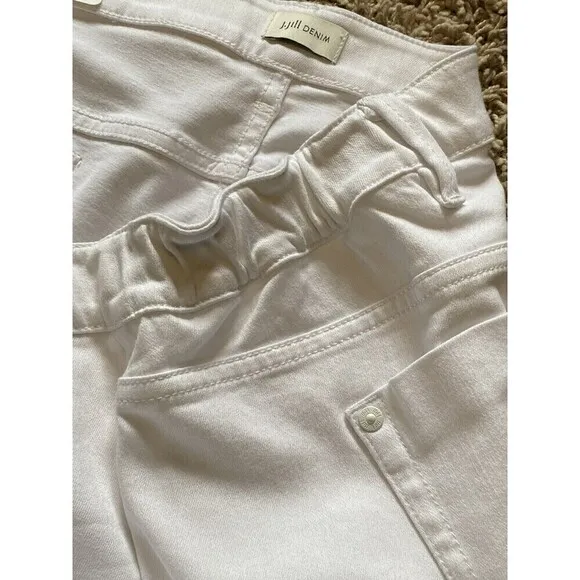 J Jill Denim Jeans White Full Leg Frayed Crops Size 24W Comfort Pockets NEW
