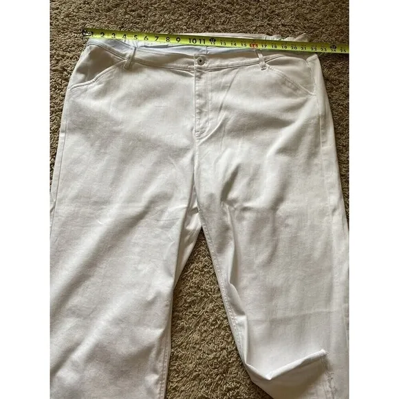 J Jill Denim Jeans White Full Leg Frayed Crops Size 24W Comfort Pockets NEW
