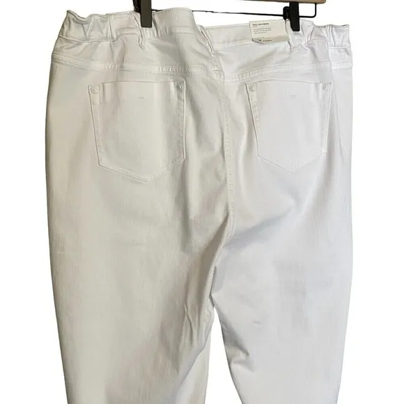 J Jill Denim Jeans White Full Leg Frayed Crops Size 24W Comfort Pockets NEW