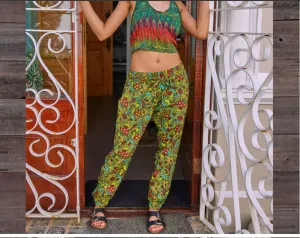 Jayli - Wonderland Harem Retro Mushroom Print Slim Harem Pants