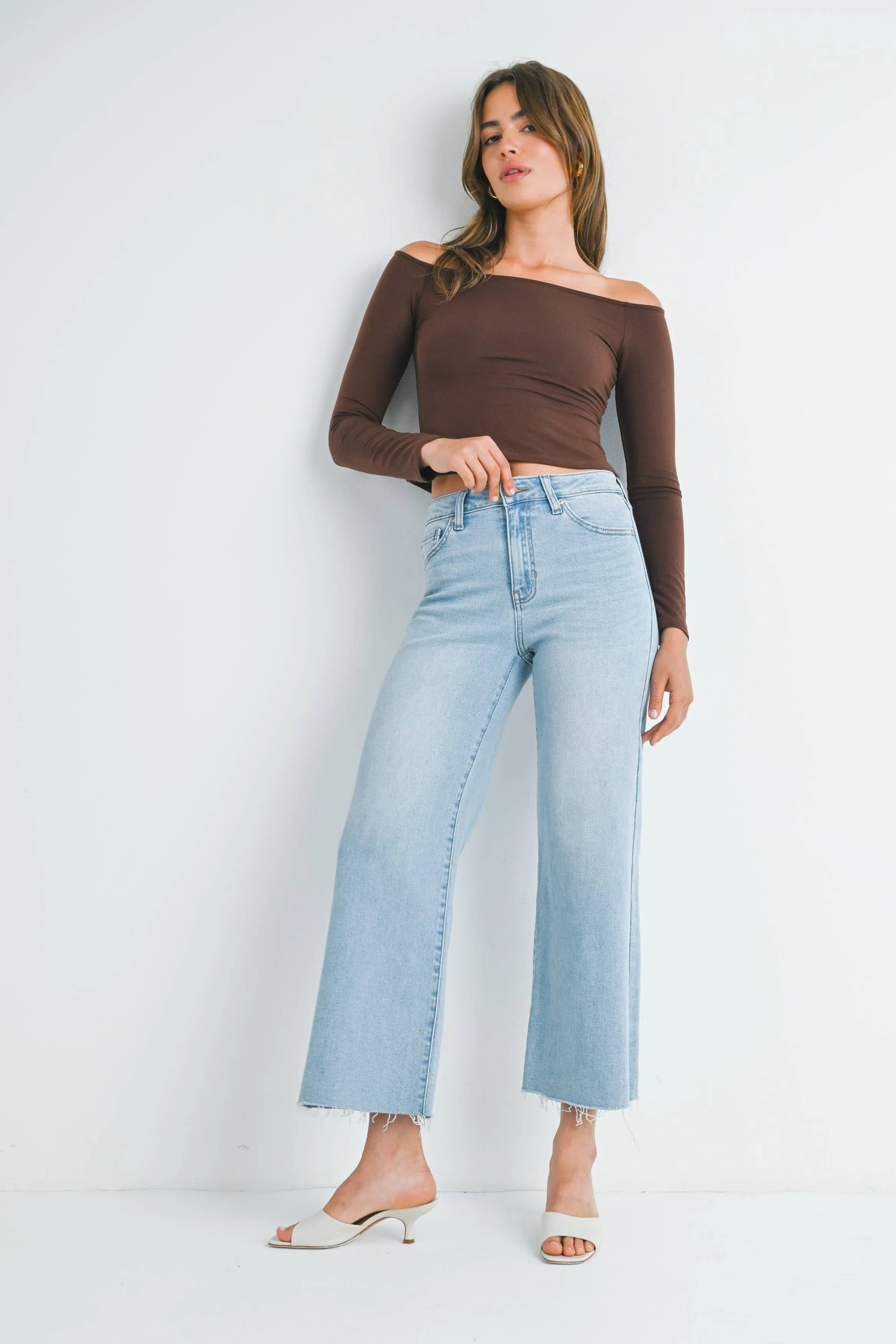 JBD Slim Wide Leg Ankle Length Jeans