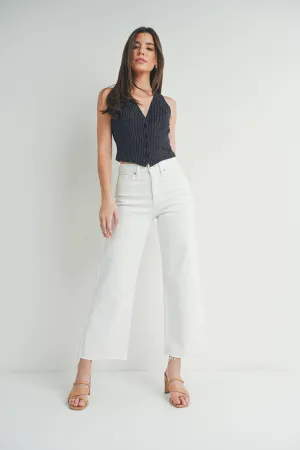 JBD White Slim Wide Leg Jean