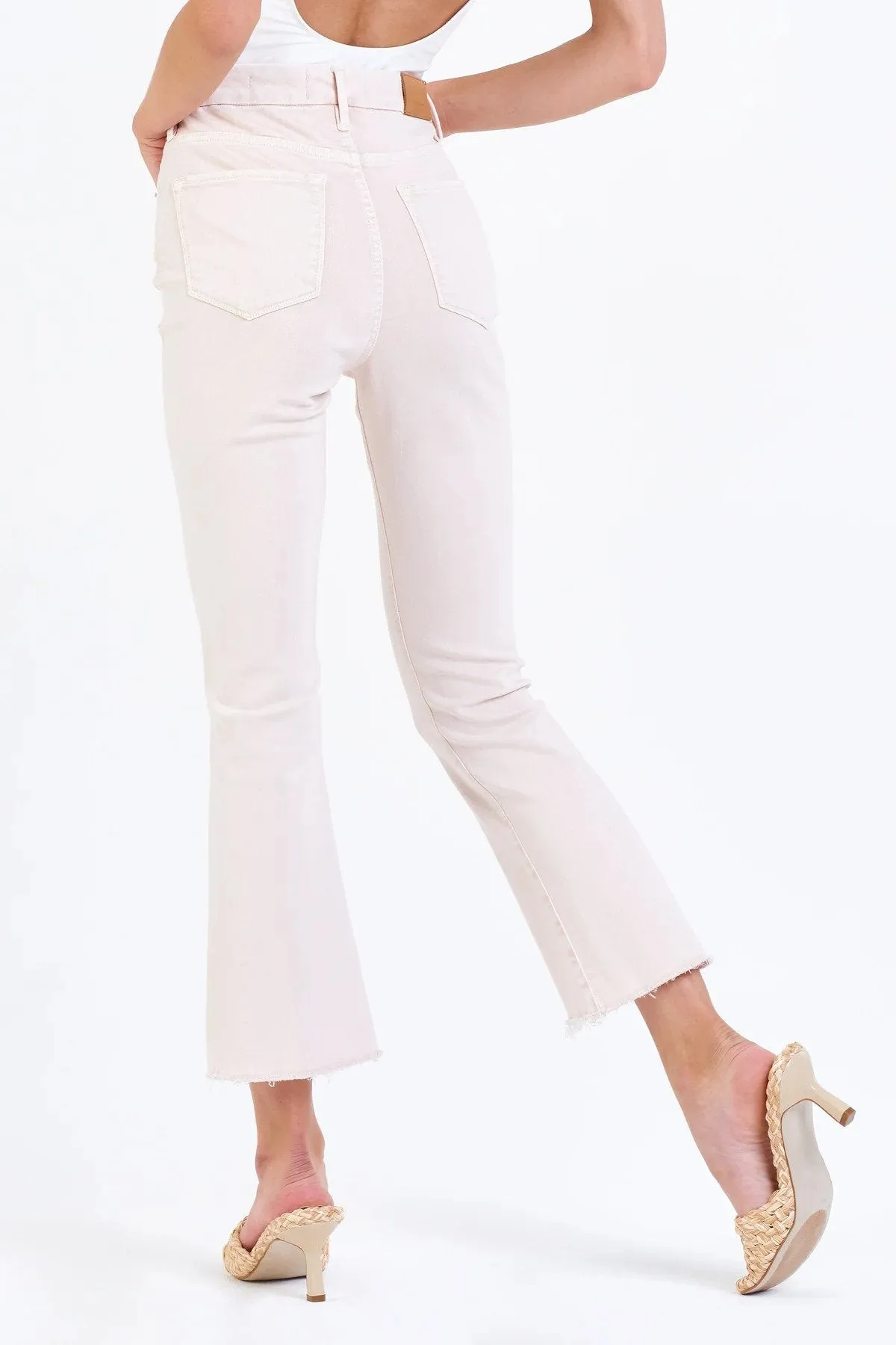 Jeanne Super High Rise Cropped Flare Jeans Heavenly Pink