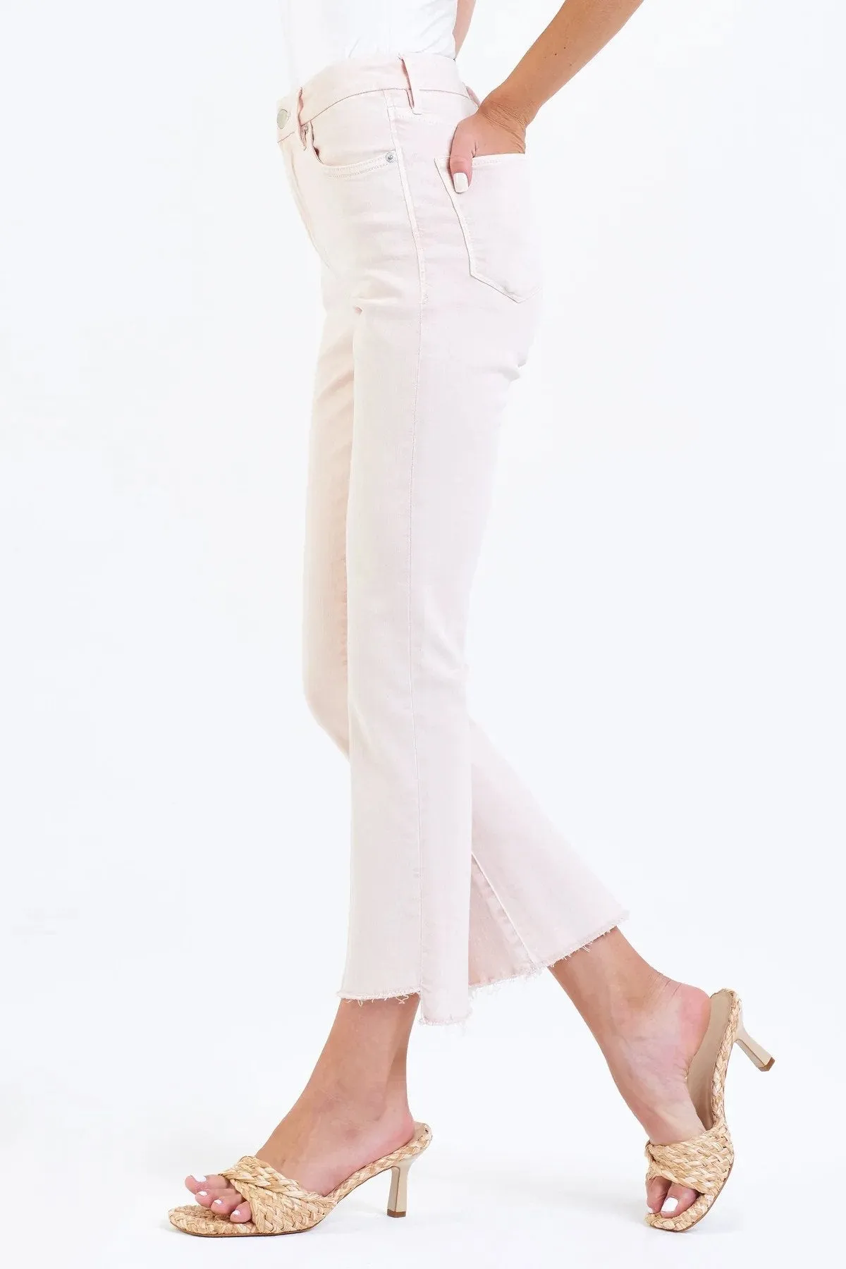 Jeanne Super High Rise Cropped Flare Jeans Heavenly Pink