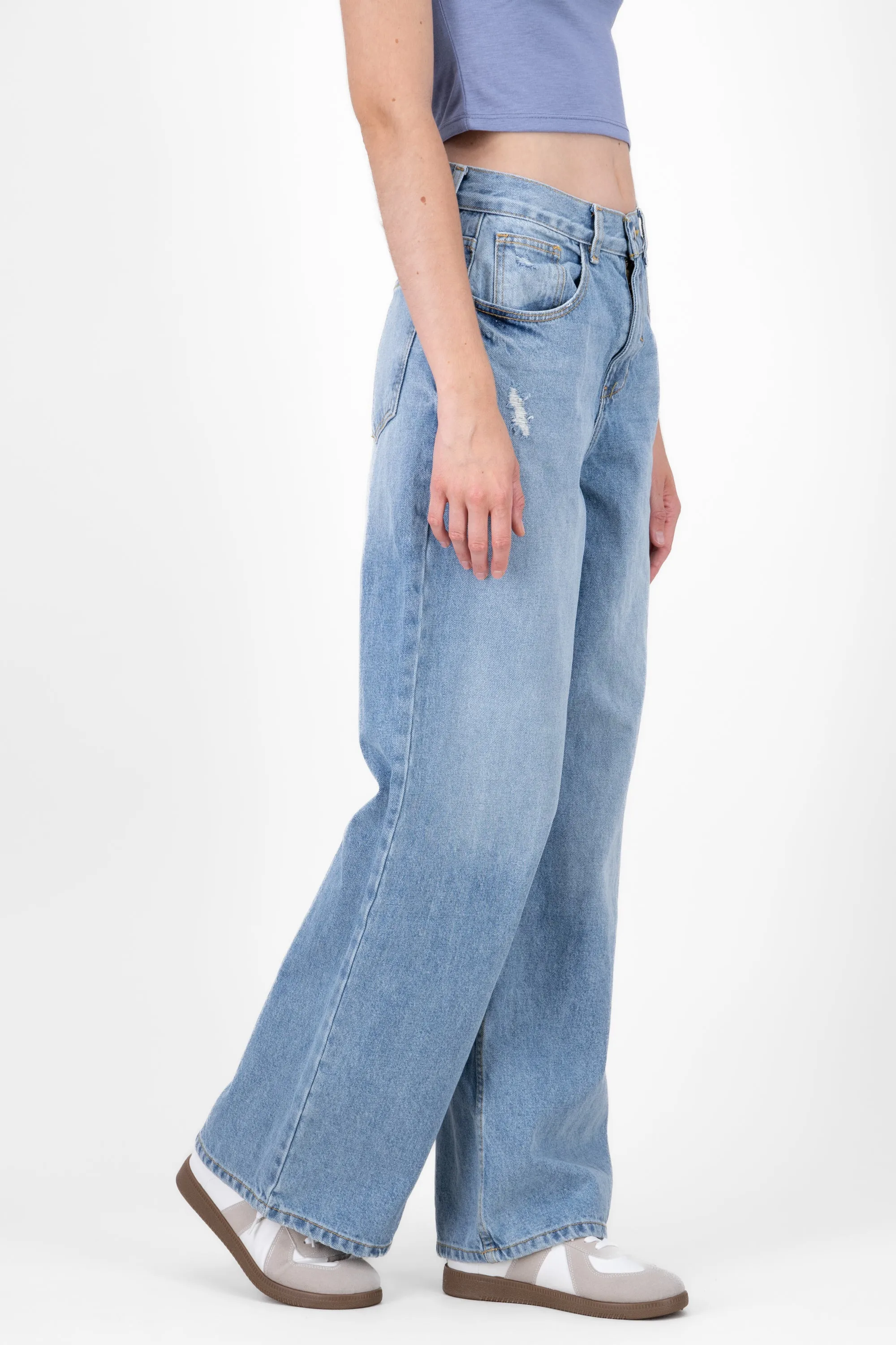 Jeans wide leg amplios destrucción